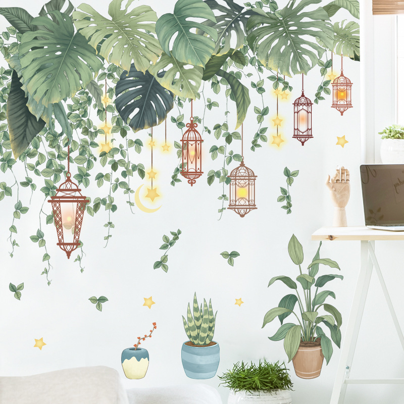 PVC zidna naljepnica – Motiv banana listova, za dnevni boravak i spavaću sobu, moderni minimalistički ravni stil, jedan list papira