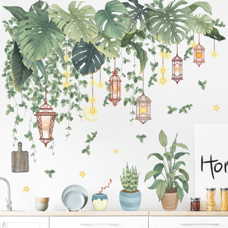 PVC zidna naljepnica – Motiv banana listova, za dnevni boravak i spavaću sobu, moderni minimalistički ravni stil, jedan list papira