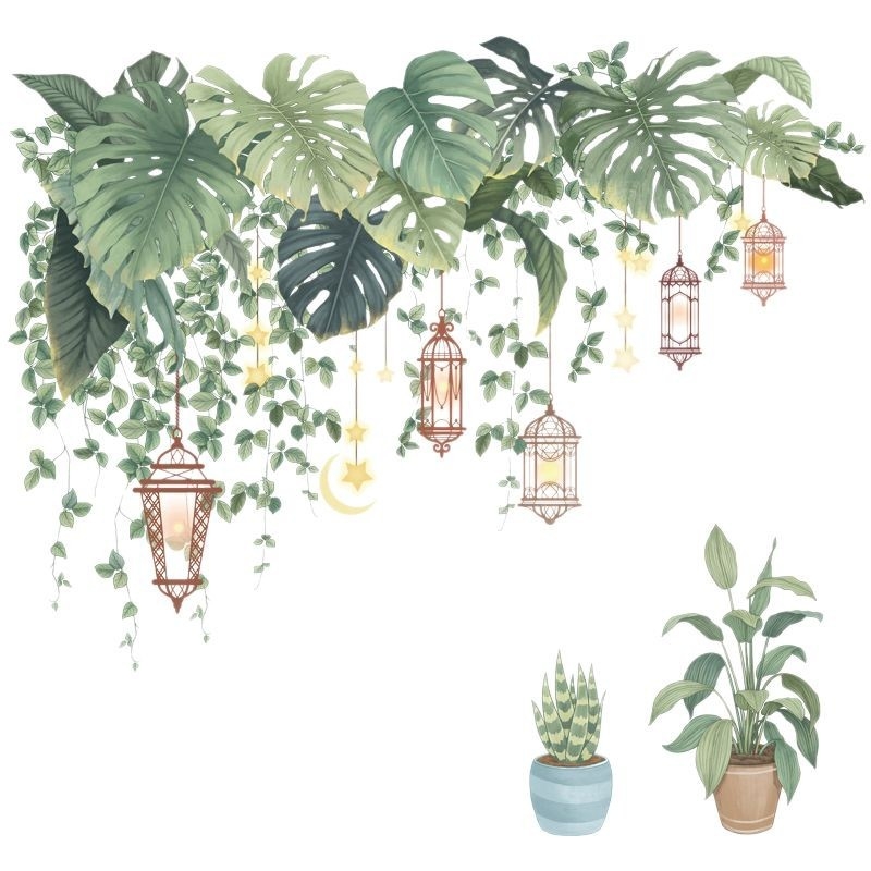 PVC zidna naljepnica – Motiv banana listova, za dnevni boravak i spavaću sobu, moderni minimalistički ravni stil, jedan list papira