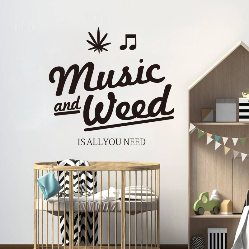 PVC стенен стикер с музикална тематика, едно парче, водоустойчив, име по избор, подходящ за дневна, спалня и кабинет, модерен минималистичен стил