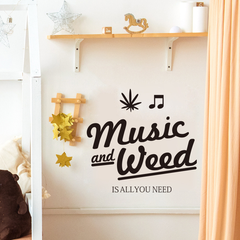 PVC стенен стикер с музикална тематика, едно парче, водоустойчив, име по избор, подходящ за дневна, спалня и кабинет, модерен минималистичен стил