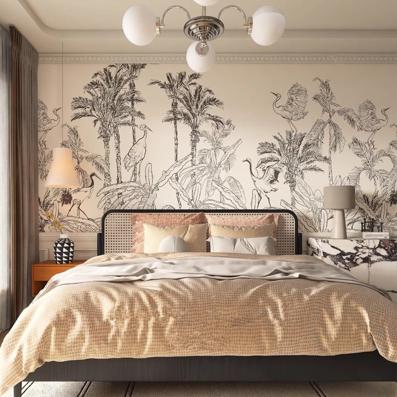 Fal tapéta selyem anyagból, nedvességálló, virágmintás, modern minimalista stílusú, falburkolat