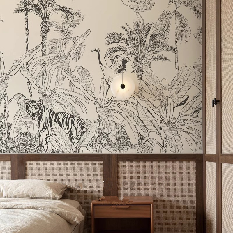 Fal tapéta selyem anyagból, nedvességálló, virágmintás, modern minimalista stílusú, falburkolat