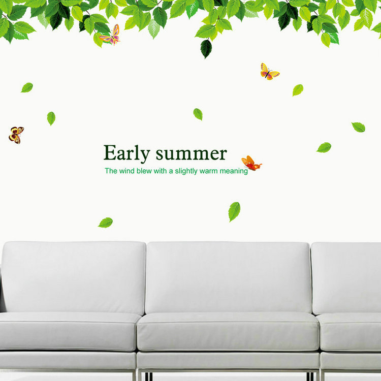 Fali murál levél mintával - PVC anyag, vízálló, pastoral stílus, nappalira és hálószobára alkalmas