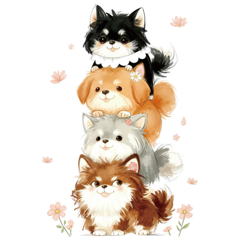 Fali matrica – Rajzfilmszerű macska egymásra halmozott ülő háttérrel, gyerekszobára; PVC, vízálló, 1 darab, Zhidebao