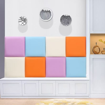 Valódi bőr antiütközés falvédő ovodai oszlophoz tatami környezetben, modern egyszerű stílus, egyszínű mintázat, vastag puha töltés