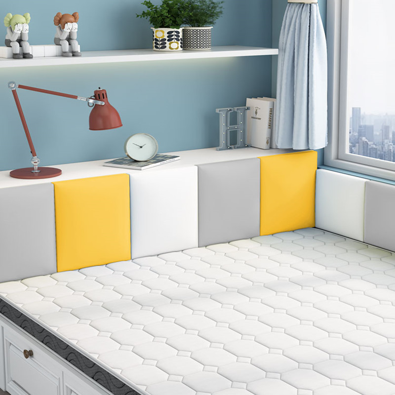 Valódi bőr antiütközés falvédő ovodai oszlophoz tatami környezetben, modern egyszerű stílus, egyszínű mintázat, vastag puha töltés