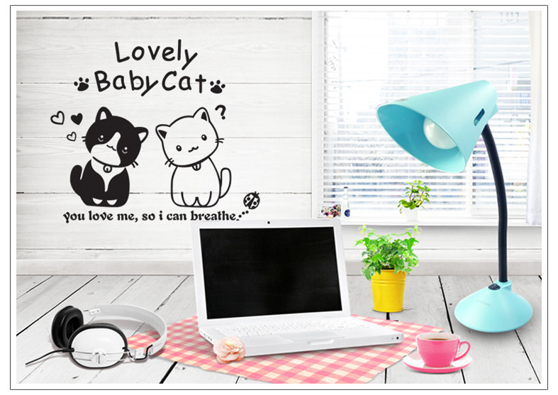 Стикер за стена PVC, водоустойчив и премахващ се, карикатурен мотив с котки