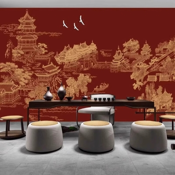 Fali borítás - Vintage 3D loft falikép magán helyiséghez, selyem, foltálló, 3-szintű kompozíció