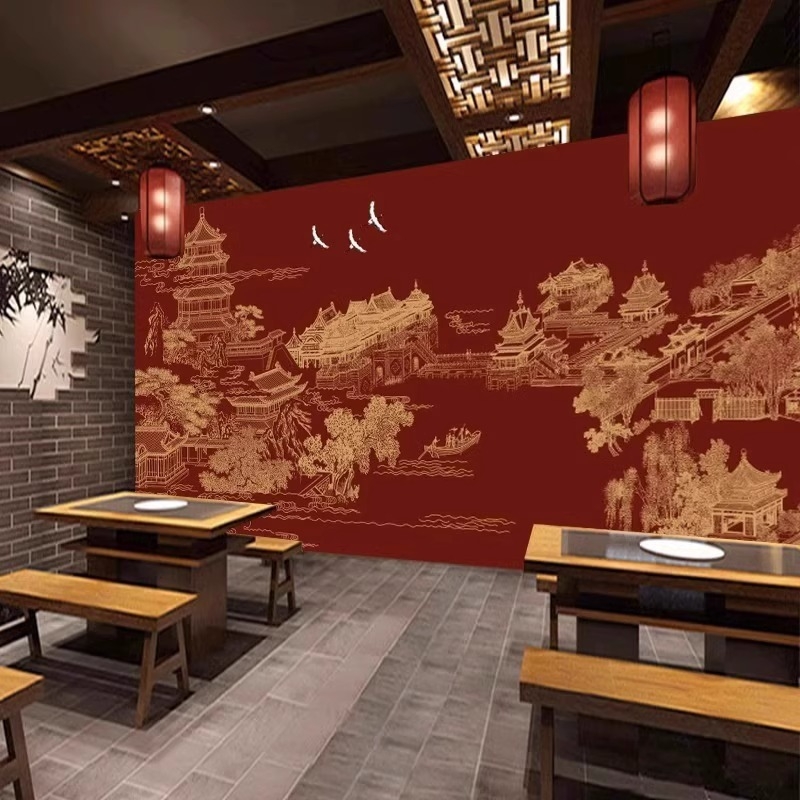 Fali borítás - Vintage 3D loft falikép magán helyiséghez, selyem, foltálló, 3-szintű kompozíció