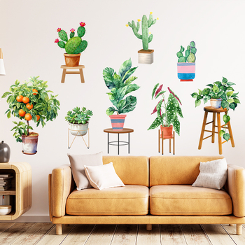 PVC nálepka na stenu s rastlinným vzorom, nepremokavá, 1 ks, do obývačky, spálne, pracovne, vstupnej haly