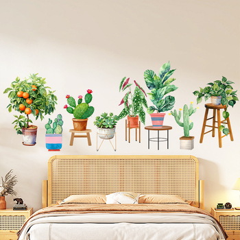 PVC nálepka na stenu s rastlinným vzorom, nepremokavá, 1 ks, do obývačky, spálne, pracovne, vstupnej haly