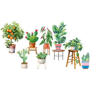 PVC nálepka na stenu s rastlinným vzorom, nepremokavá, 1 ks, do obývačky, spálne, pracovne, vstupnej haly