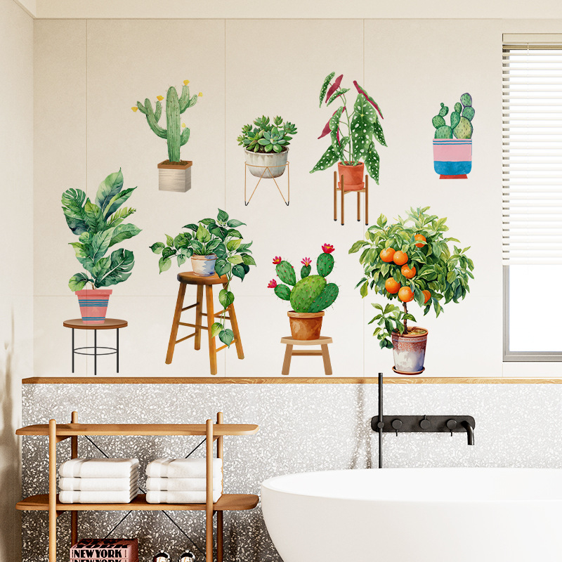 PVC nálepka na stenu s rastlinným vzorom, nepremokavá, 1 ks, do obývačky, spálne, pracovne, vstupnej haly