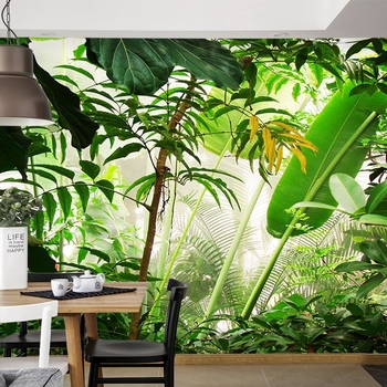 Fali tapéta - 3D trópusi esőerdő növények banánlevél motívummal; Márka Orange art mural; Anyag: Selyem; Hierarchikus összetétel: 3; Kategória: Falburkolat; Osztály: Premium