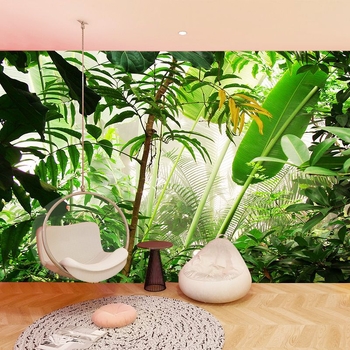 Fali tapéta - 3D trópusi esőerdő növények banánlevél motívummal; Márka Orange art mural; Anyag: Selyem; Hierarchikus összetétel: 3; Kategória: Falburkolat; Osztály: Premium