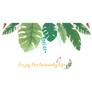 Fali matrica - nordikus tropikus levél mintázat, vízálló, eltávolítható, öntapadó PVC, 1 db, nappali és hálószoba