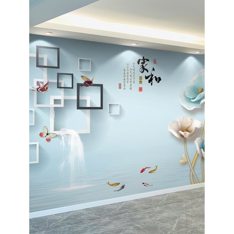 Αυτοκόλλητα τοίχου για σαλόνι με 3D χωρίς ραφές – μοντέρνο μινιμαλιστικό στυλ, μεταξωτό υλικό, ανθεκτικό σε λεκέδες