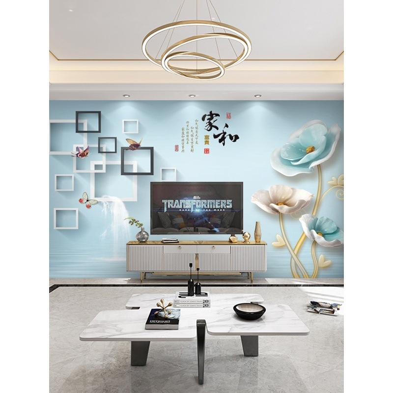 Αυτοκόλλητα τοίχου για σαλόνι με 3D χωρίς ραφές – μοντέρνο μινιμαλιστικό στυλ, μεταξωτό υλικό, ανθεκτικό σε λεκέδες