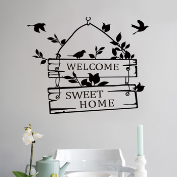 Welcome Bird pastoralni zidna naljepnica – PVC, vodootporna, otporna na vlagu, protiv plijesni, uzorak 10122, 1 kom, moderni minimalistički stil