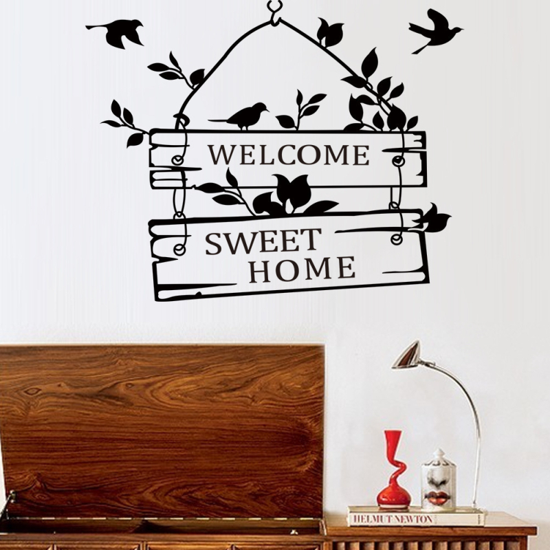 Welcome Bird pastoralni zidna naljepnica – PVC, vodootporna, otporna na vlagu, protiv plijesni, uzorak 10122, 1 kom, moderni minimalistički stil