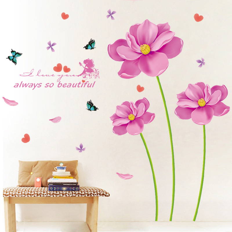 XL8291 Zhonglan Tavaszi virágos falmatrica – eltávolítható, vízálló PVC, egy darab, növény minta, nappali és hálószoba dekorációhoz