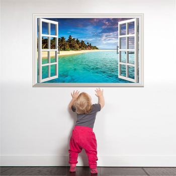 3D Mediteránska PVC nástenná nálepka, vodeodolná, odnímateľná, mural krajiny do obývačky