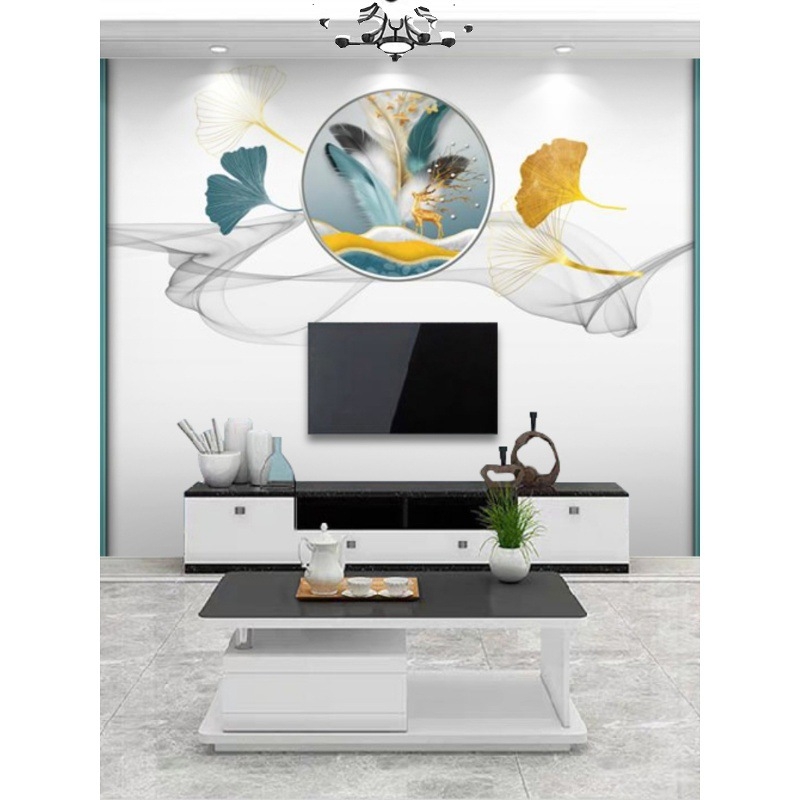Zidni tapet za dnevni boravak s geometrijskim motivom pera, brend Orange art mural; materijal: svila; funkcija: otporna na prljanje; stil: moderni minimalizam; kategorija: zidna tkanina.