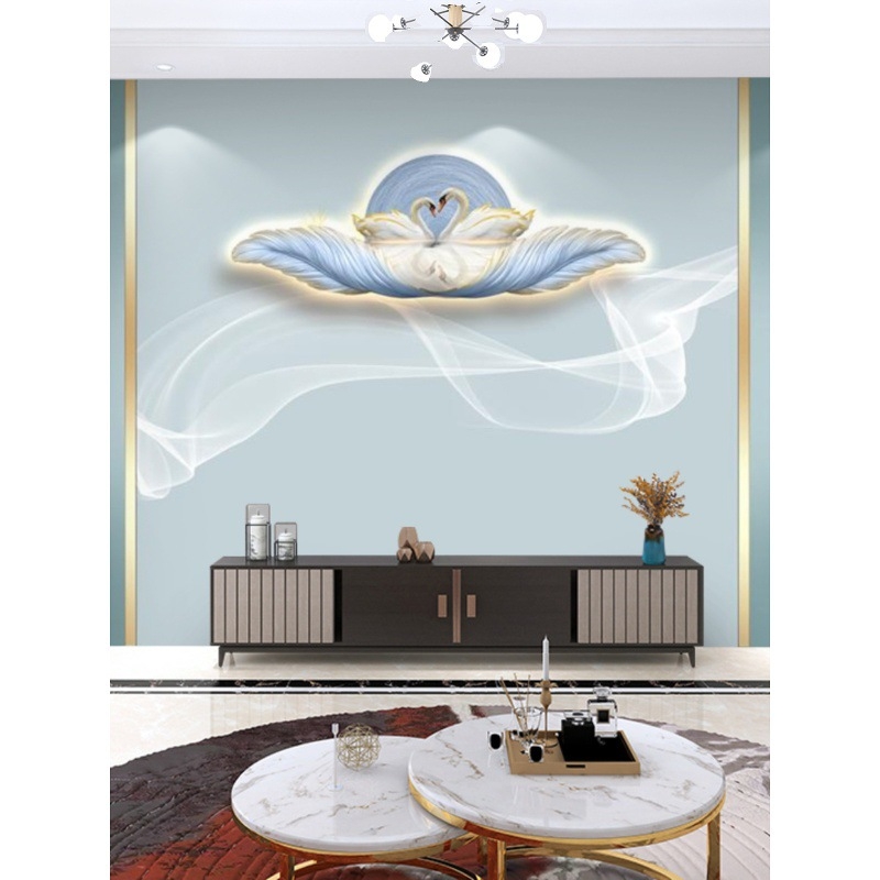 Zidni tapet za dnevni boravak s geometrijskim motivom pera, brend Orange art mural; materijal: svila; funkcija: otporna na prljanje; stil: moderni minimalizam; kategorija: zidna tkanina.