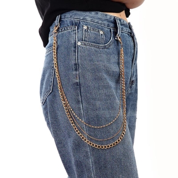 Metalni kaiš za struk za žene, hip-hop stil, višekružni lanac, duljine ispod 60 cm ili 60–80 cm, prilagodljiv