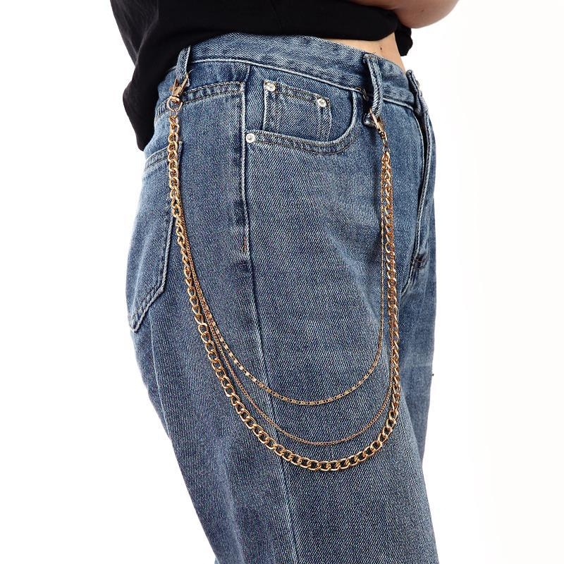 Metalni kaiš za struk za žene, hip-hop stil, višekružni lanac, duljine ispod 60 cm ili 60–80 cm, prilagodljiv