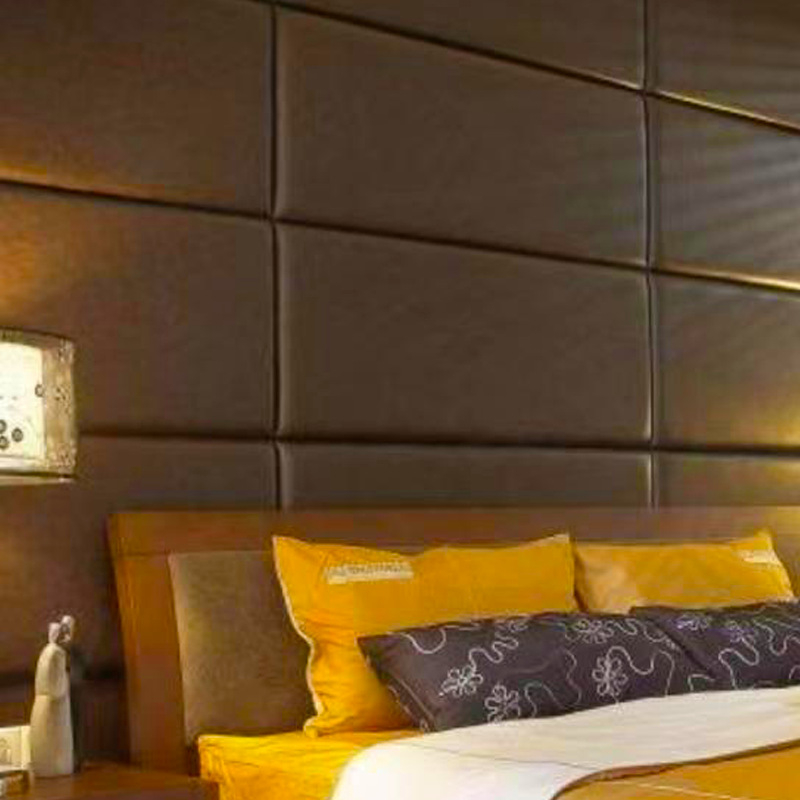 Ágyfejléccel és puha falpanel a háttérhez — modern minimalista stílus, egyszínű mintázat, Anyag: bőr + szivacs + alaplemez, Testreszabható