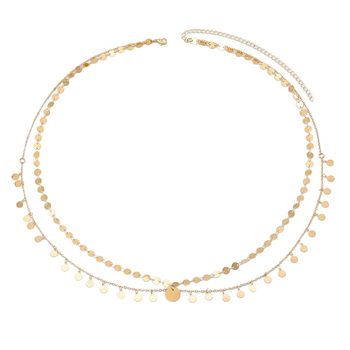 Pásový reťaz - Kovový disk s strapcami, Dvojitý strapcový reťaz, Pre ženy, Leto, Prispôsobiteľné