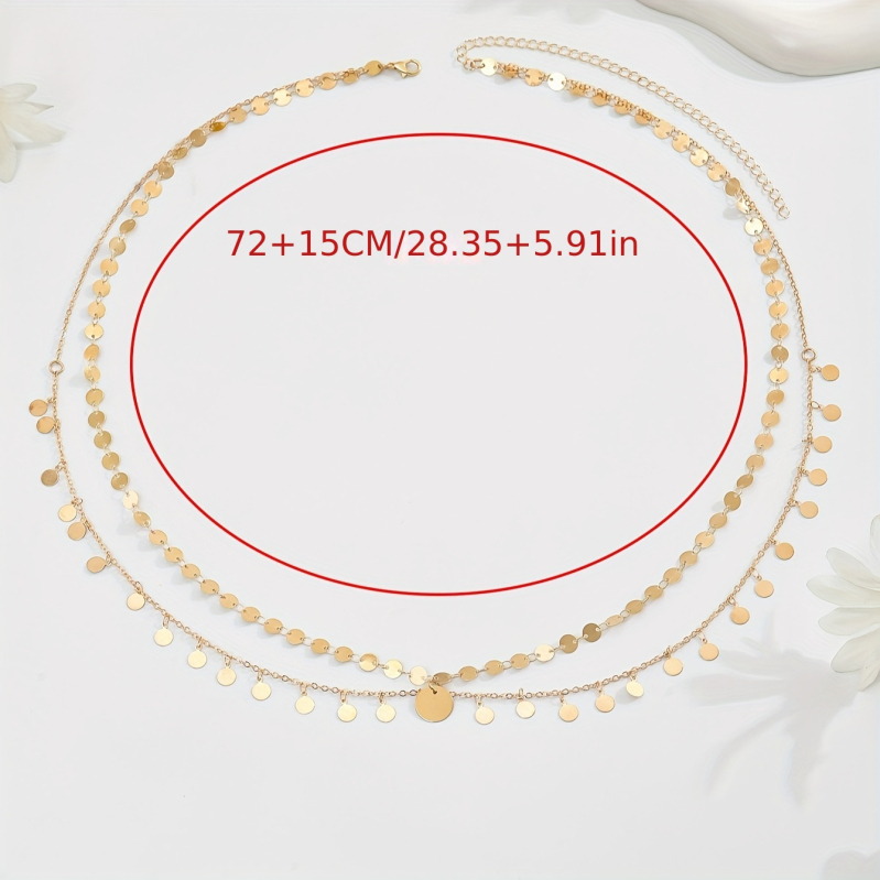 Pásový reťaz - Kovový disk s strapcami, Dvojitý strapcový reťaz, Pre ženy, Leto, Prispôsobiteľné