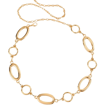 Fém derékszíj lánc kivágott kör alakú elemekkel, geometriai dizájn, nőknek, hossz 115 cm, szélesség 6 cm