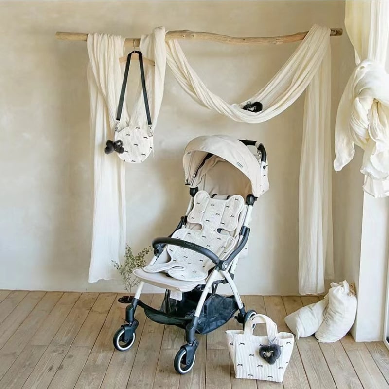 Pernă de șezut pentru căruciorul de bebeluși, brodată, din bumbac respirabil, pentru toate anotimpurile