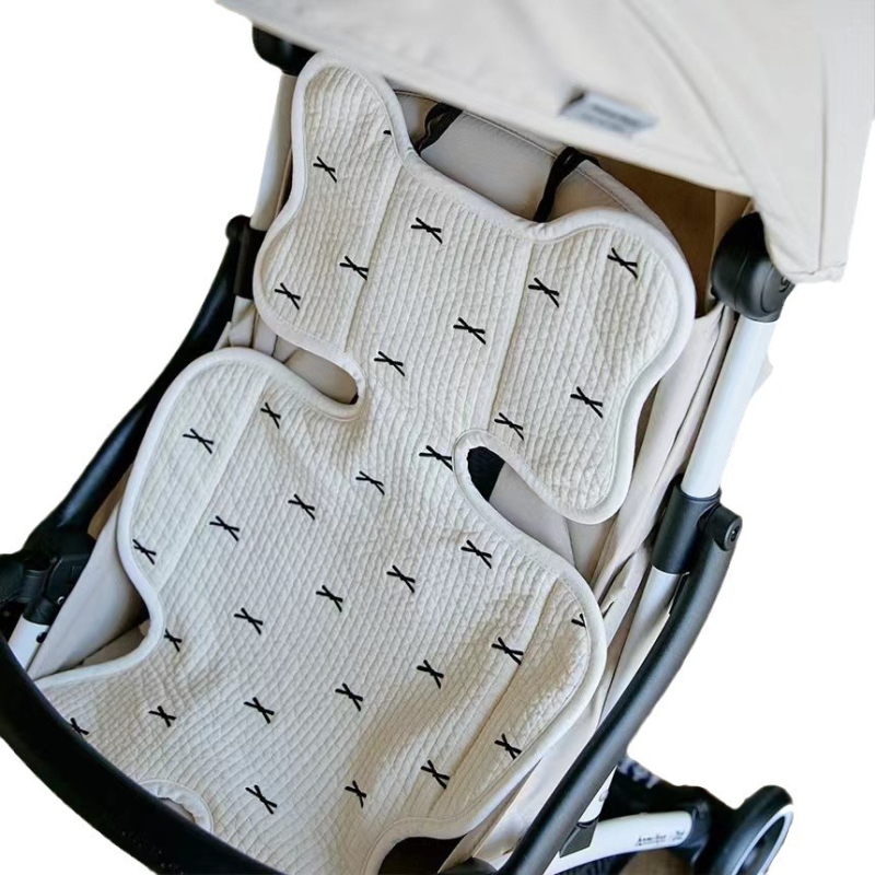 Pernă de șezut pentru căruciorul de bebeluși, brodată, din bumbac respirabil, pentru toate anotimpurile
