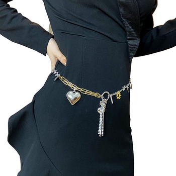 Metalni kaiš za struk s privjeskom u obliku srca, lagani luksuz stil, duljina 80–100 cm