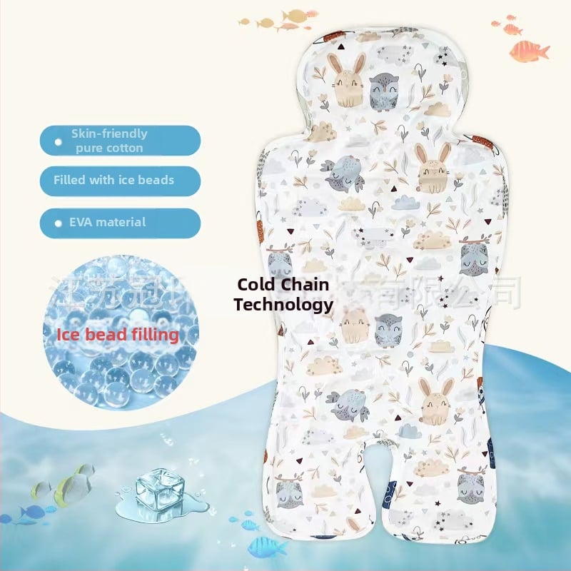 Saltea de răcire pentru sugari – față din bumbac, spate EVA – potrivită pentru cărucior și scaun de masă – Personalizare disponibilă