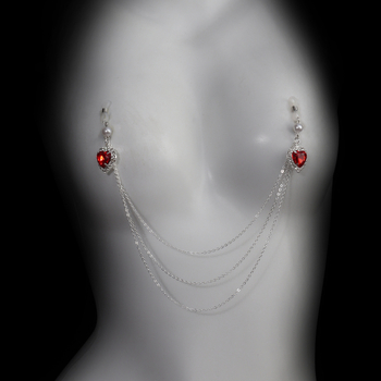 Srdcová viacvrstvová kovová telová retiazka s vsadenými kryštálmi, ručná výroba