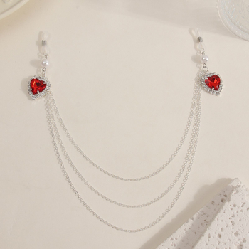 Srdcová viacvrstvová kovová telová retiazka s vsadenými kryštálmi, ručná výroba