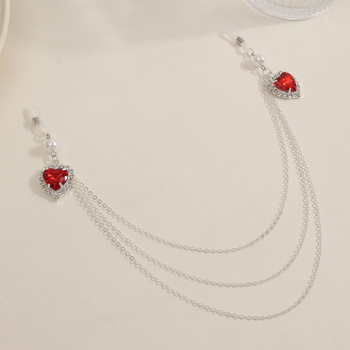 Srdcová viacvrstvová kovová telová retiazka s vsadenými kryštálmi, ručná výroba