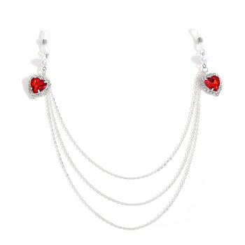 Srdcová viacvrstvová kovová telová retiazka s vsadenými kryštálmi, ručná výroba