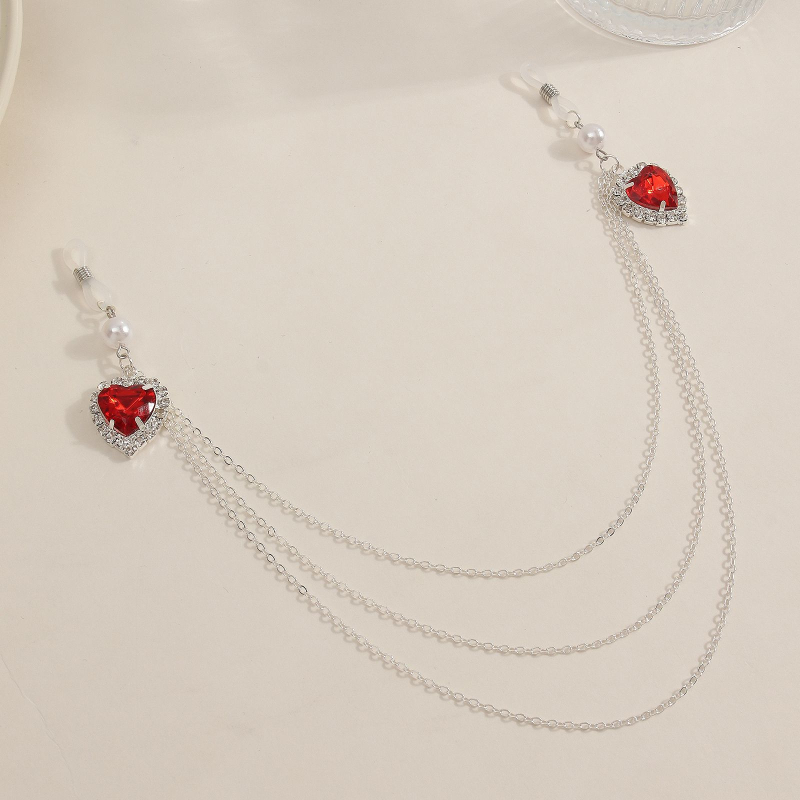 Srdcová viacvrstvová kovová telová retiazka s vsadenými kryštálmi, ručná výroba