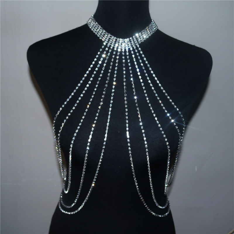 Tijelo lanac grudnjak s dugim resicama (Princess Series) – materijal: rhinestone, kristali u prahu, elektroplatiranje, samostalno pakiranje, ženski stil