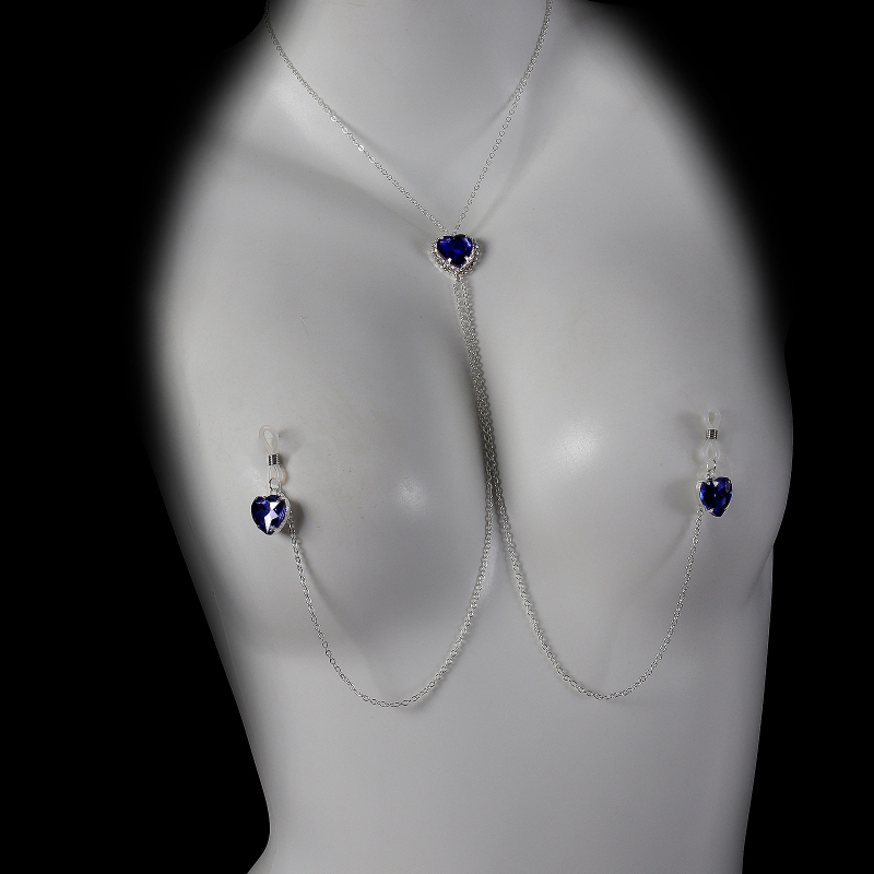 Tijelo lanac sa srcolikim kristalom, ručna izrada od legure, za grudi i bradavice