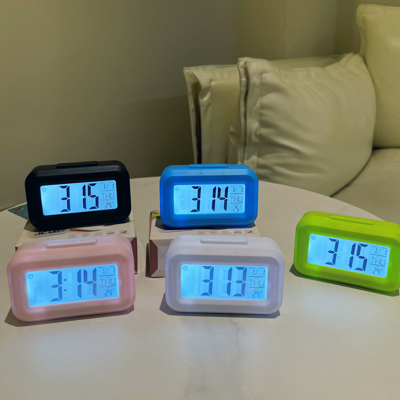 Ceas de alarmă — mini timer electronic pentru copii și studenți, ceas de birou și cronometru de bucătărie, afișaj LCD, calendar, numărător invers, termometru, iluminare de fond