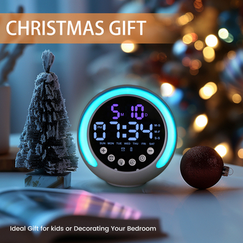 Ceas deșteptător pentru copii, alimentat cu baterie, carcasă ABS, cadran PVC, design modern minimalist.