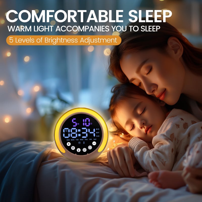 Ceas deșteptător pentru copii, alimentat cu baterie, carcasă ABS, cadran PVC, design modern minimalist.