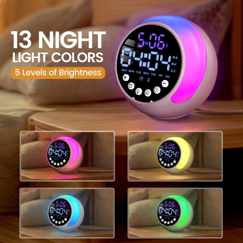 Ceas deșteptător pentru copii, alimentat cu baterie, carcasă ABS, cadran PVC, design modern minimalist.